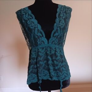 Teal lingerie lace top